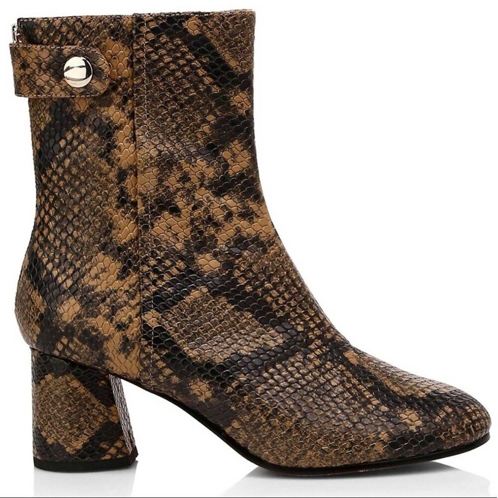 Joie Brown Snake Print Leather Ankle Boots